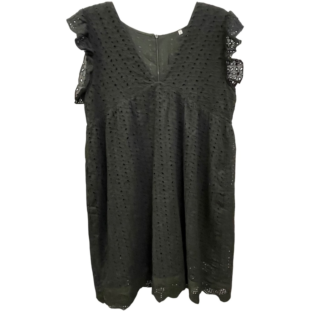Black Eyelet Mini Dress with Ruffle Sleeves